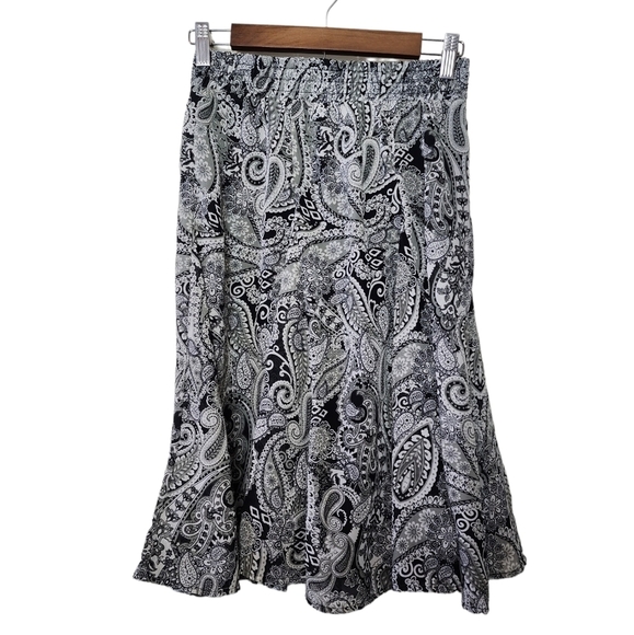 Lapis Sheer Paisley Print Black & Gray Fully Lined Women's Skirt Size S - Picture 1 of 6